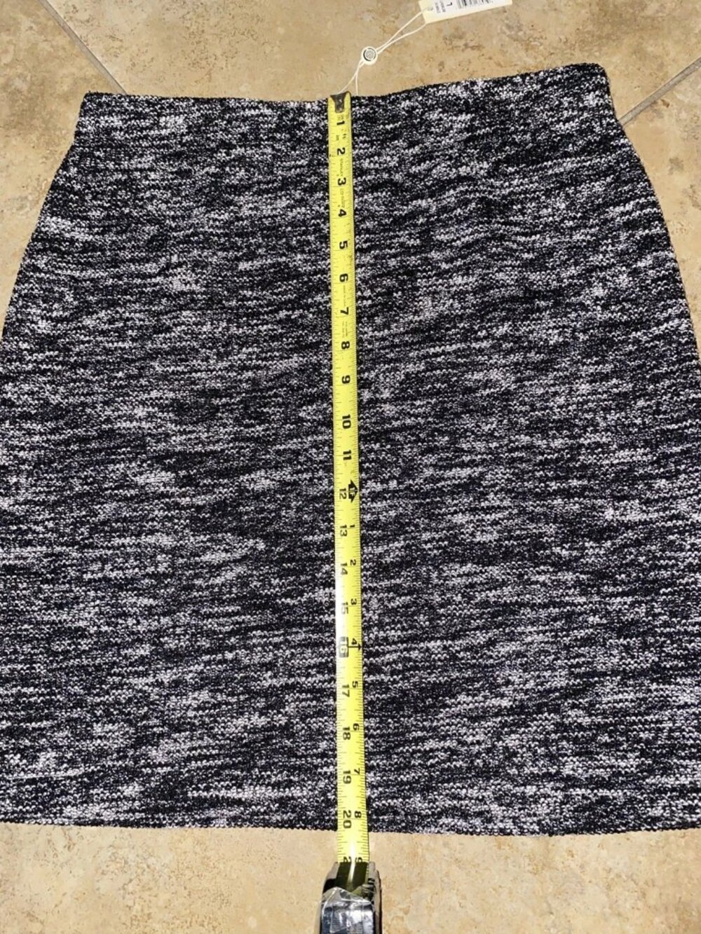 NWT$98 Max Studio Tweed Knit Mini Skirt Black White Elastic Waist New Sz L Large - Picture 9 of 13